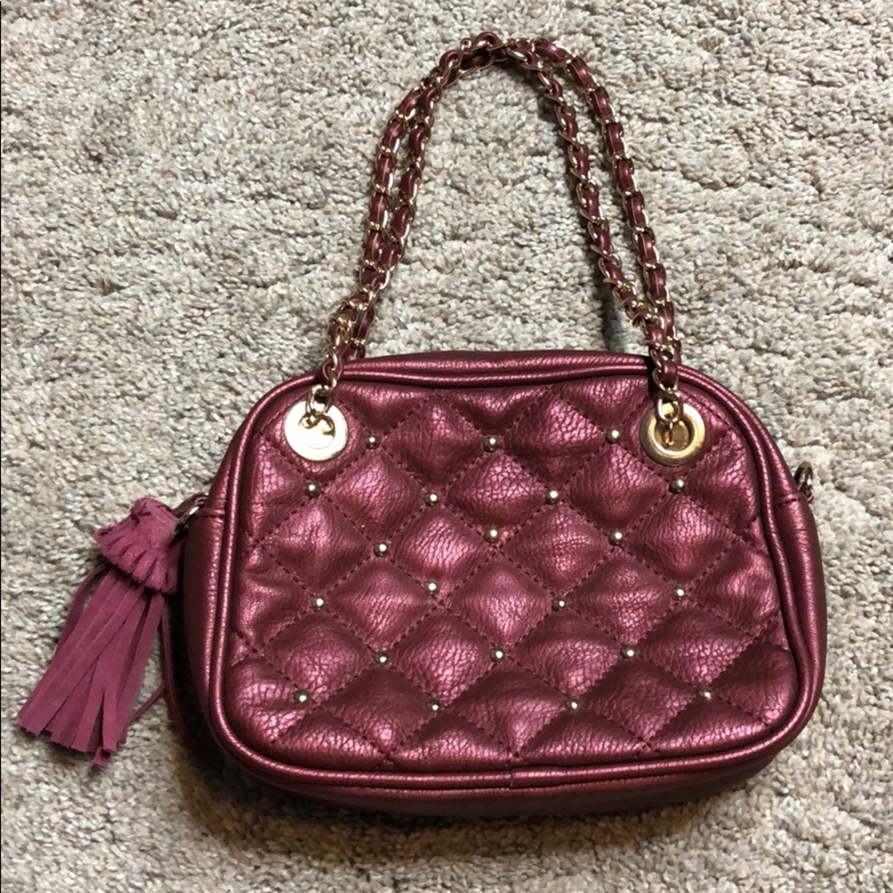Diamond woven with gold accent small handbag